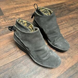 Fly London YEBI Wedge Ankle Boots Oil Suede Gray 38